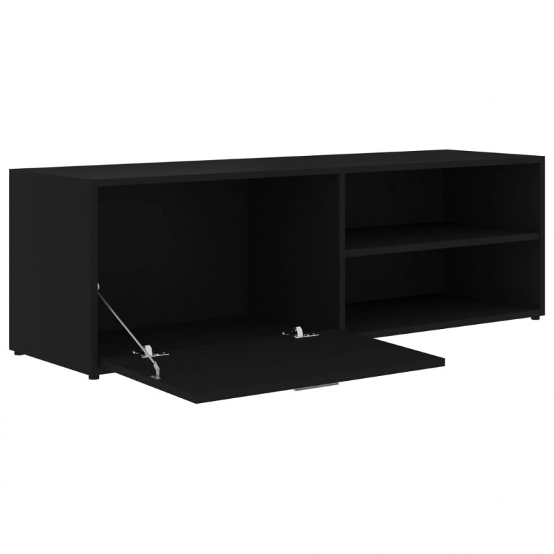 Szafka pod TV, czarna, 120x34x37 cm, materiał drewnopochodny