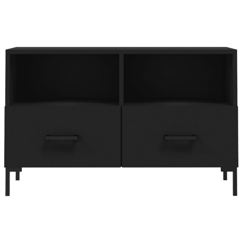 Szafka pod TV, czarna, 80x36x50 cm, materiał drewnopochodny