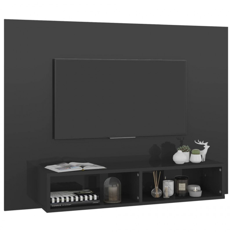 Wisząca szafka pod TV, szara, wysoki połysk, 120x23,5x90 cm