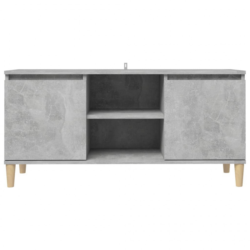 Szafka TV z drewnianymi nóżkami, szarość betonu, 103,5x35x50 cm