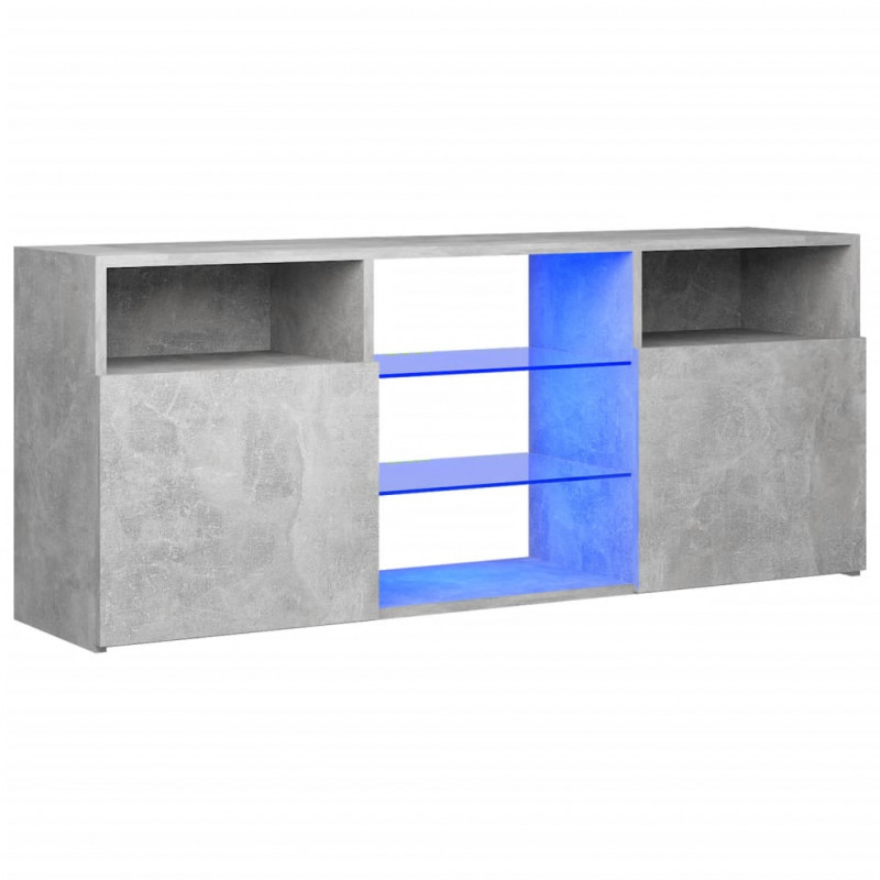 Szafka TV z oświetleniem LED, szarość betonu, 120x30x50 cm