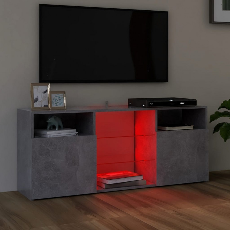 Szafka TV z oświetleniem LED, szarość betonu, 120x30x50 cm