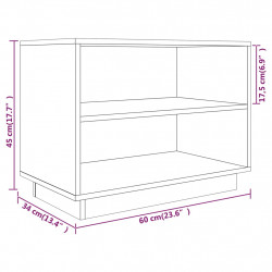 Szafka na buty, czarna, 60x34x45 cm, lite drewno sosnowe