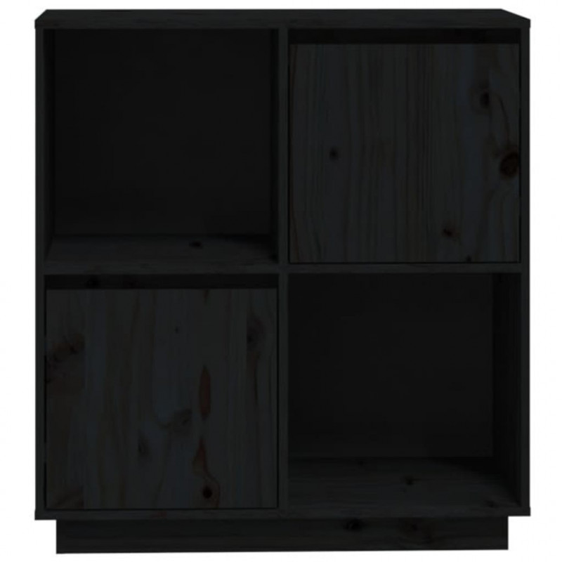 Szafka, czarna, 74x35x80 cm, lite drewno sosnowe