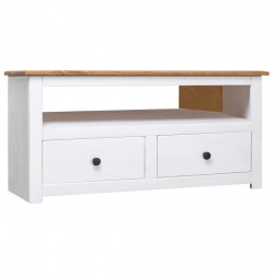 Narożna szafka pod TV, biała, 93x49x49 cm, sosna, seria Panama