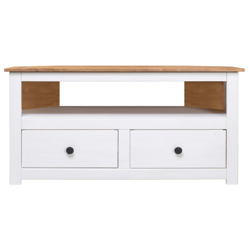 Narożna szafka pod TV, biała, 93x49x49 cm, sosna, seria Panama