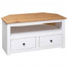 Narożna szafka pod TV, biała, 93x49x49 cm, sosna, seria Panama