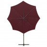 Parasol wiszący z LED i słupkiem, bordowy, 300 cm