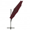 Parasol wiszący z LED i słupkiem, bordowy, 300 cm