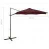 Parasol wiszący z LED i słupkiem, bordowy, 300 cm