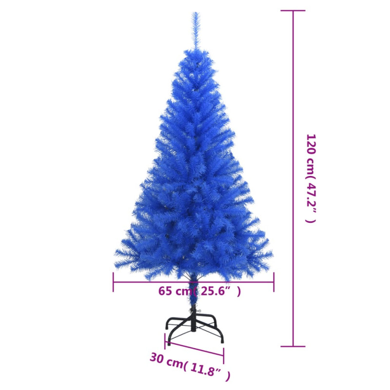 Sztuczna choinka ze stojakiem, niebieska, 120 cm, PVC