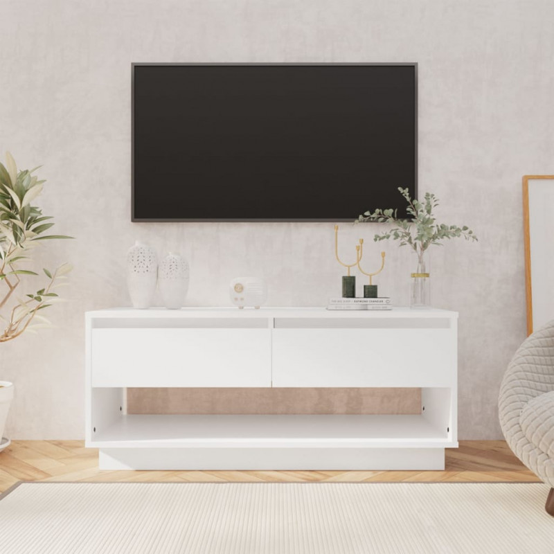 Szafka pod TV, biała, 102x41x44 cm, materiał drewnopochodny