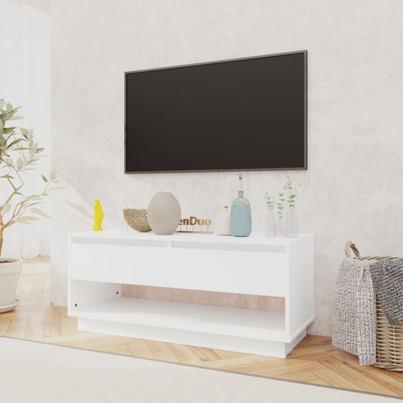 Szafka pod TV, biała, 102x41x44 cm, materiał drewnopochodny