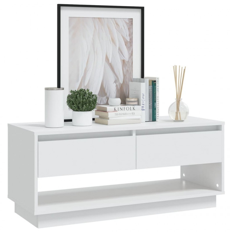 Szafka pod TV, biała, 102x41x44 cm, materiał drewnopochodny