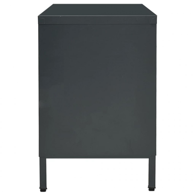 Szafka pod telewizor, antracytowa, 105x35x52 cm, stal i szkło