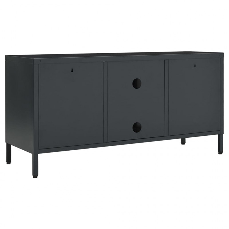 Szafka pod telewizor, antracytowa, 105x35x52 cm, stal i szkło