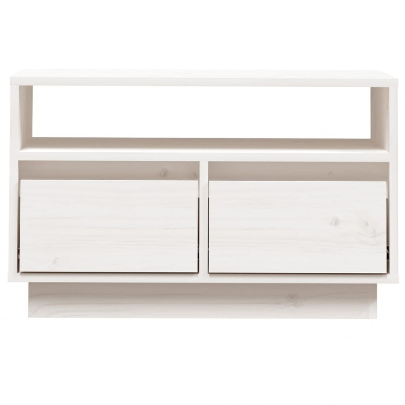 Szafka pod telewizor, biała, 60x35x37 cm, lite drewno sosnowe