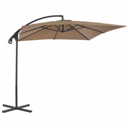 Parasol wiszący ze stalowym słupkiem, 250x250 cm, taupe