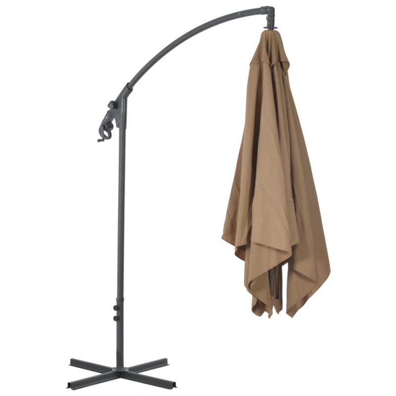Parasol wiszący ze stalowym słupkiem, 250x250 cm, taupe
