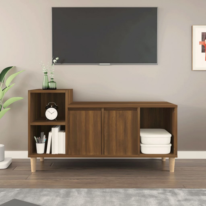 Szafka pod telewizor, brązowy dąb, 100x35x55 cm