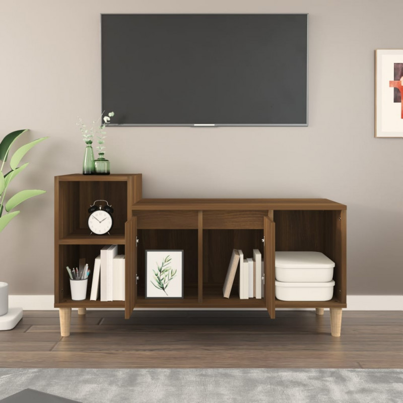 Szafka pod telewizor, brązowy dąb, 100x35x55 cm