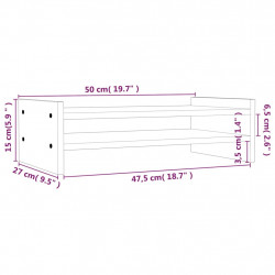 Podstawka na monitor, biała, 50x27x15 cm, lite drewno sosnowe