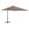 Parasol wiszący z lampkami LED i słupkiem, 250 cm, taupe