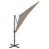 Parasol wiszący z lampkami LED i słupkiem, 250 cm, taupe