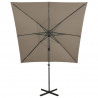 Parasol wiszący z lampkami LED i słupkiem, 250 cm, taupe