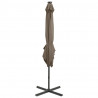Parasol wiszący z lampkami LED i słupkiem, 250 cm, taupe