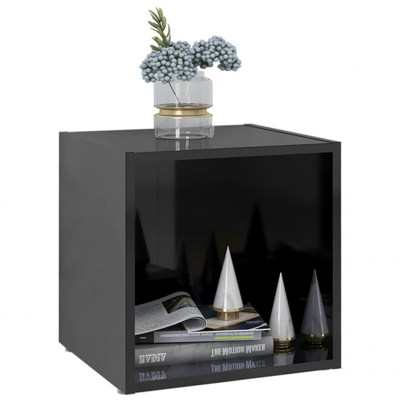 Szafki pod TV, 4 szt., wysoki połysk, czarne, 37x35x37 cm