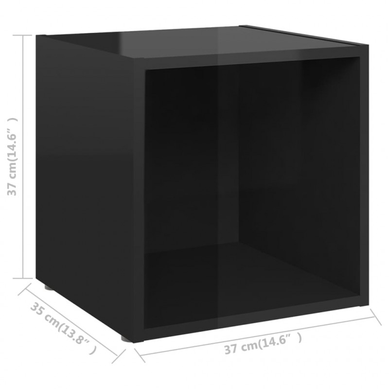 Szafki pod TV, 4 szt., wysoki połysk, czarne, 37x35x37 cm