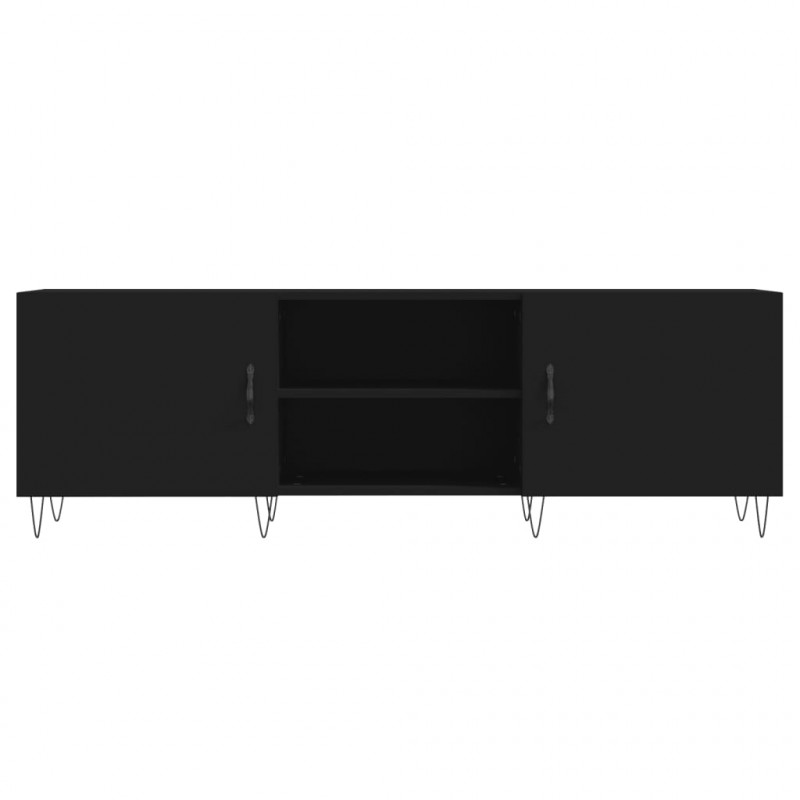 Szafka pod TV, czarna, 150x30x50 cm, materiał drewnopochodny