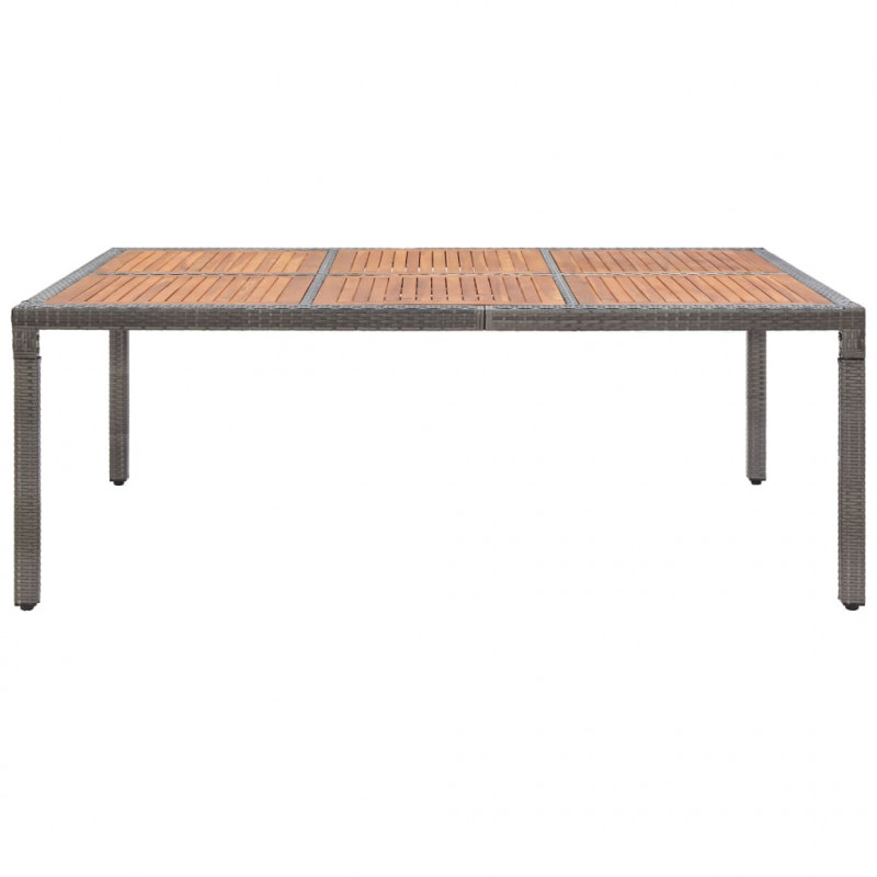 Stół ogrodowy, szary, 200x150x74 cm, rattan PE i drewno akacji