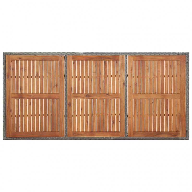 Stół ogrodowy, szary, 200x150x74 cm, rattan PE i drewno akacji