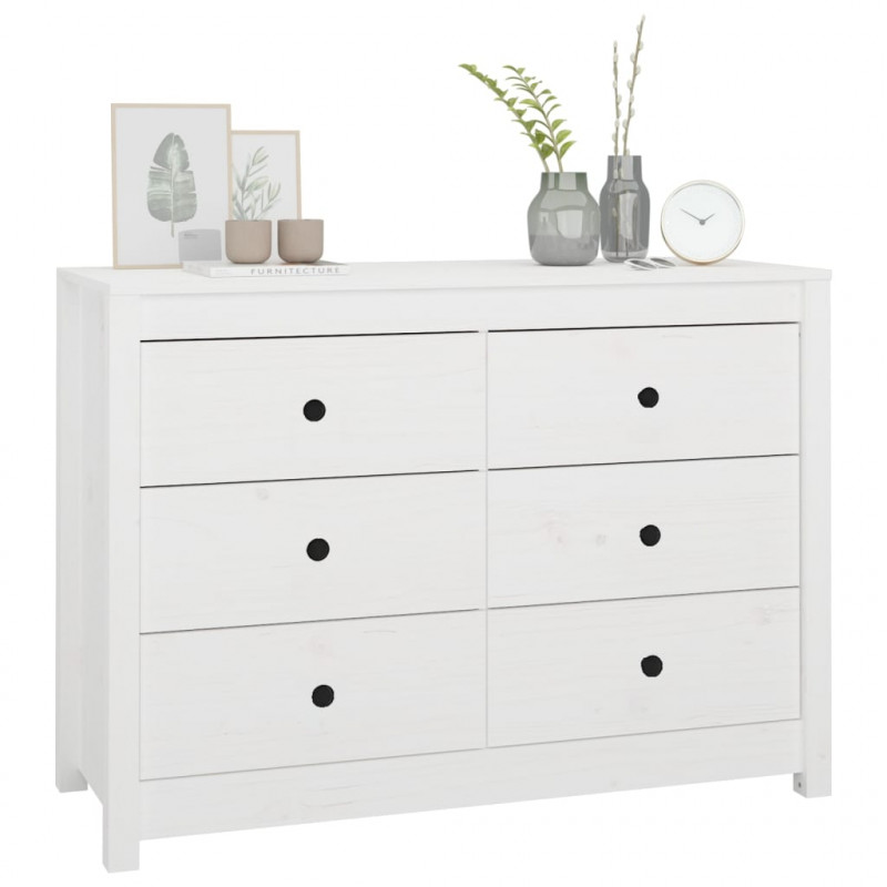 Komoda, biały, 100x40x72 cm, lite drewno sosnowe