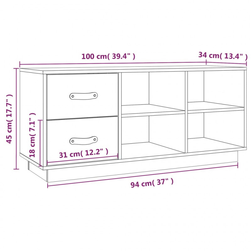 Szafka na buty, czarna, 100x34x45 cm, lite drewno sosnowe
