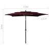 3-poziomowy parasol na aluminiowym słupku, bordowy, 2,5x2,5 m