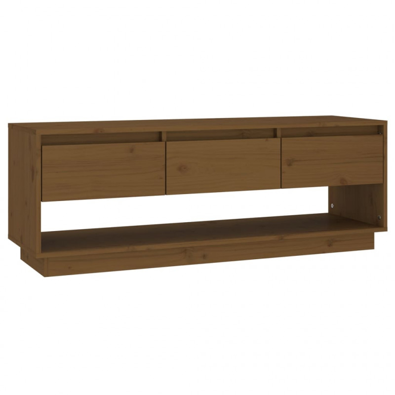 Szafka pod TV, miodowy brąz 110,5x34x40 cm, lite drewno sosnowe