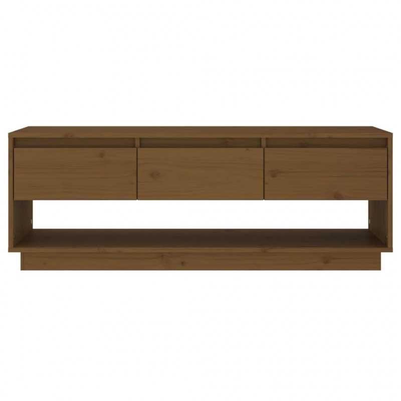 Szafka pod TV, miodowy brąz 110,5x34x40 cm, lite drewno sosnowe