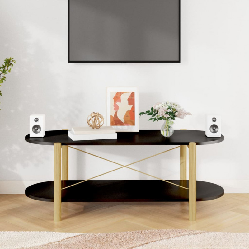 Stolik kawowy, czarny, 110x48x40 cm, materiał drewnopochodny