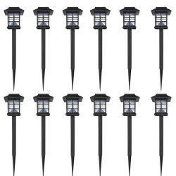 Ogrodowe lampy solarne LED, 12 szt., ze szpikulcem 8,6x8,6x38 cm