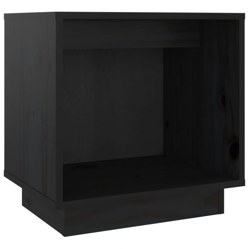 Szafka nocna, czarna, 40x30x40 cm, lite drewno sosnowe