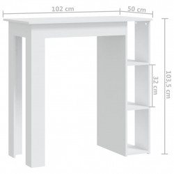 Stolik barowy z półkami, biały, 102x50x103,5 cm