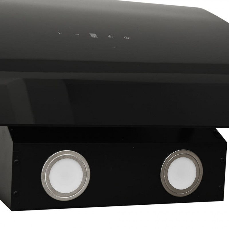 Ścienny okap kuchenny, 60 cm, stal i hartowane szkło, czarny