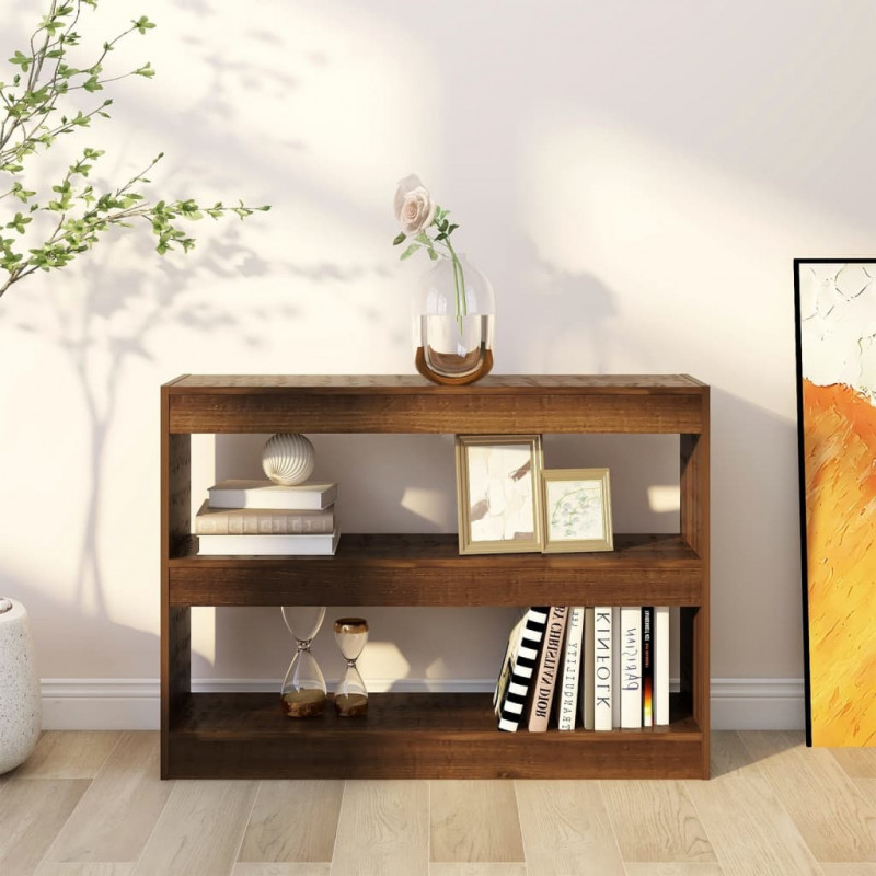 Regał na książki/przegroda, brązowy dąb, 100x30x72 cm