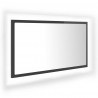 Lustro łazienkowe LED, wysoki połysk, szare, 80x8,5x37cm, akryl