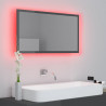 Lustro łazienkowe LED, wysoki połysk, szare, 80x8,5x37cm, akryl