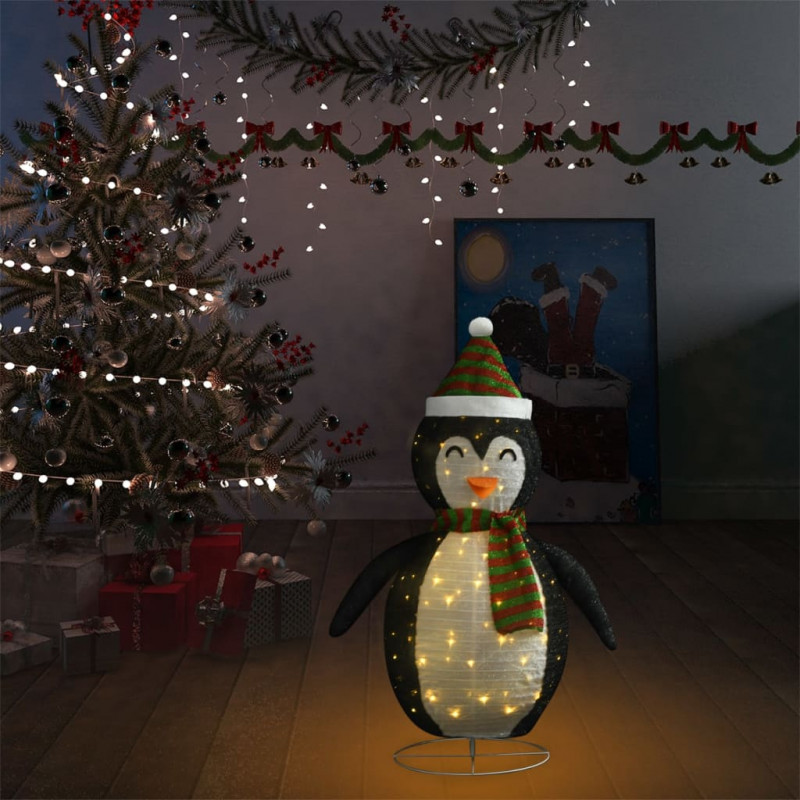 Dekoracja świąteczna, pingwin z LED, luksusowa tkanina, 90 cm