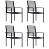 Krzesła ogrodowe, 4 szt., rattan PVC, czarne